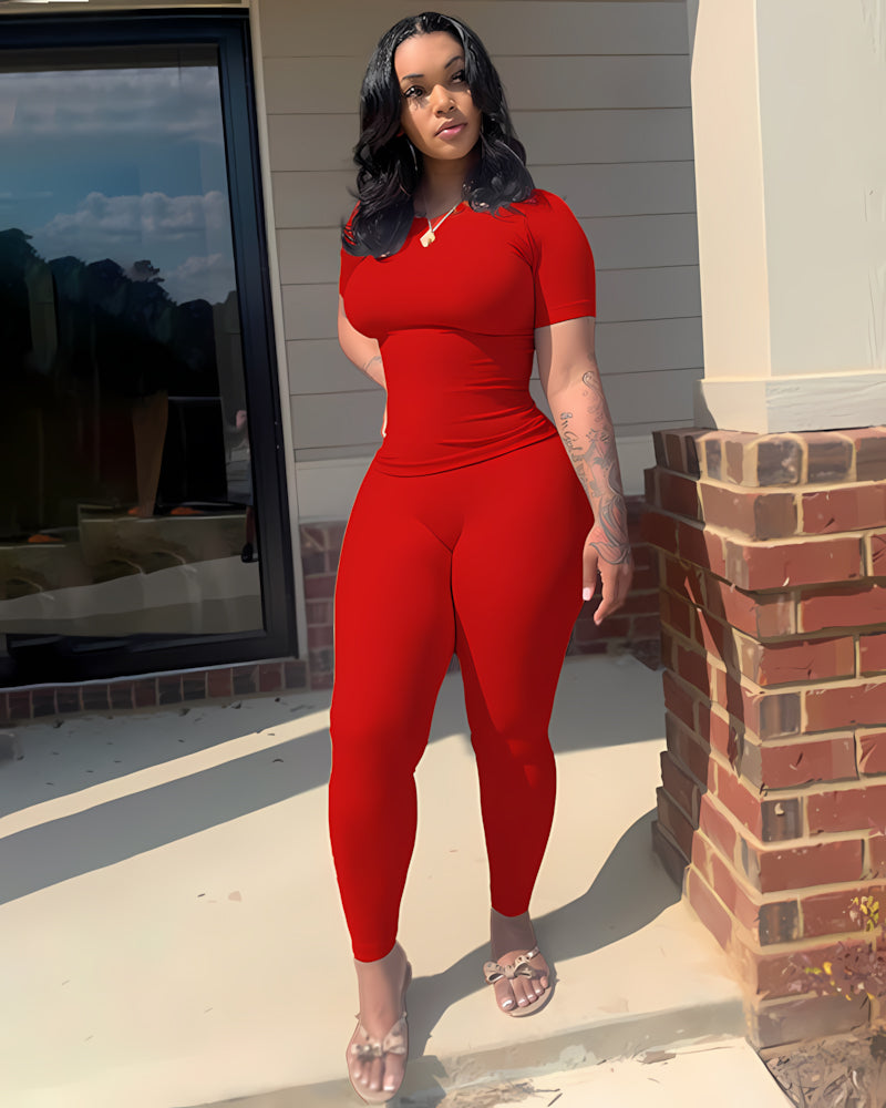 Heather Legging Set Red L