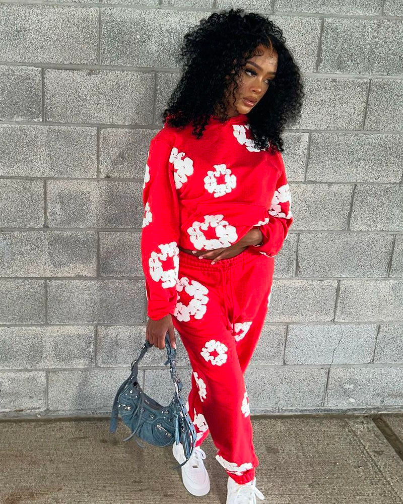Petal to Me Jogger Set Red