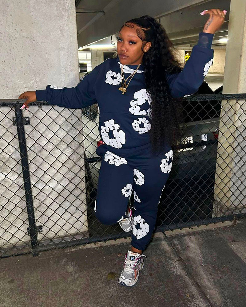 Petal to Me Jogger Set Dark Blue