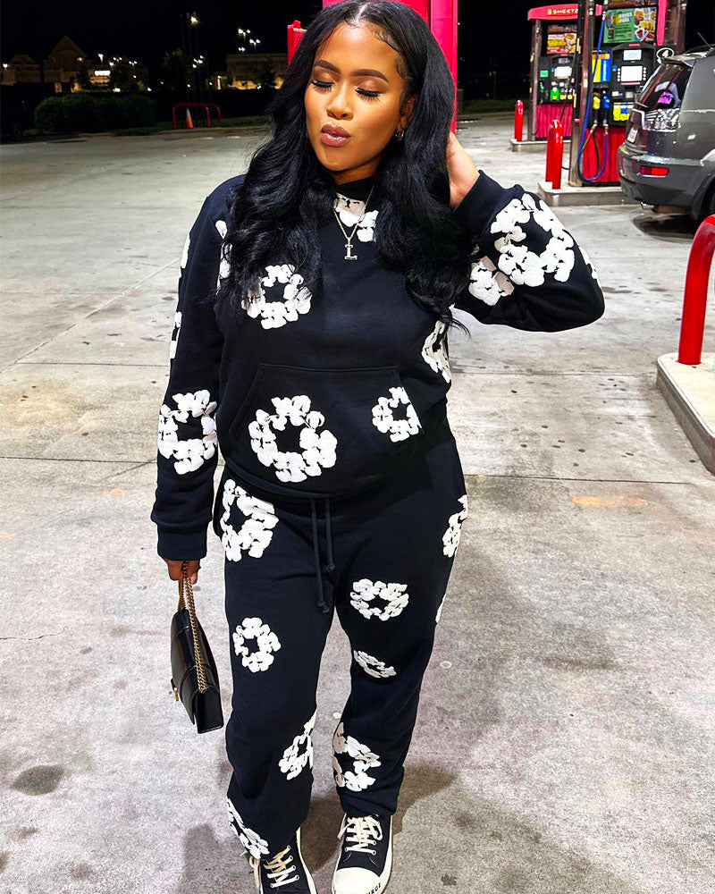 Petal to Me Jogger Set Black