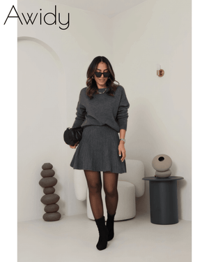 First Look Pleated Sweater Skirt Set