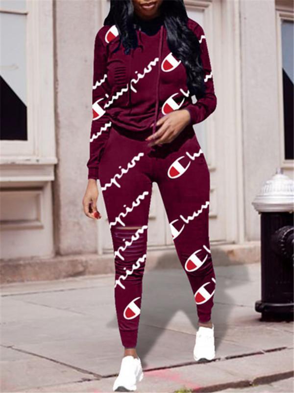 Logo Print Hoodie & Pants Set--Clearance