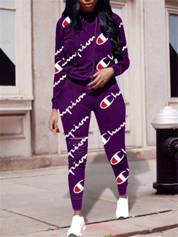 Logo Print Hoodie & Pants Set--Clearance