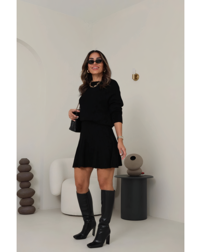 First Look Pleated Sweater Skirt Set