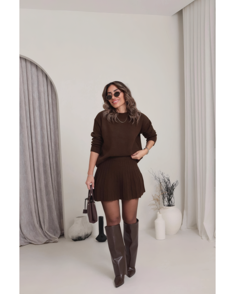 First Look Pleated Sweater Skirt Set