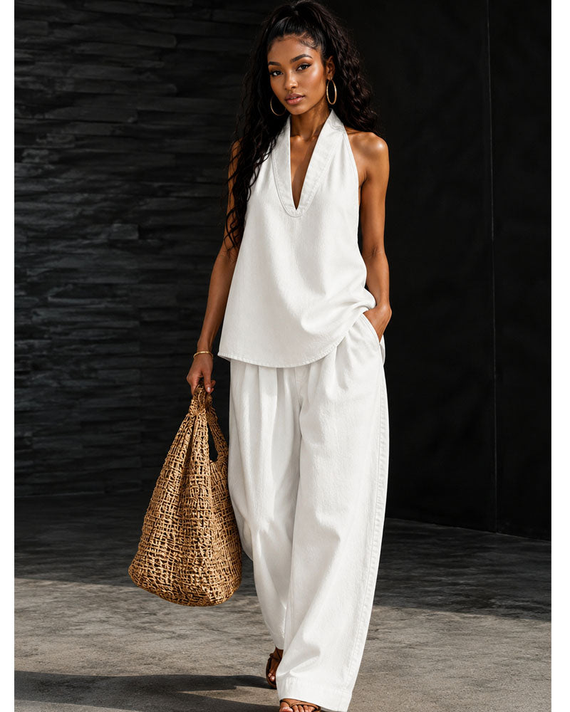 Indigo Atelier Halter Denim Set