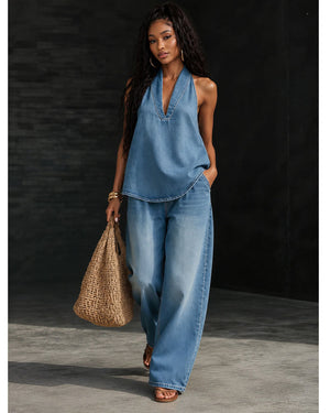 Indigo Atelier Halter Denim Set