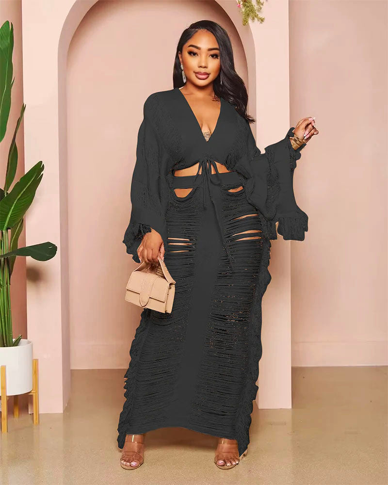 Island Vibe Skirt Set BLACK