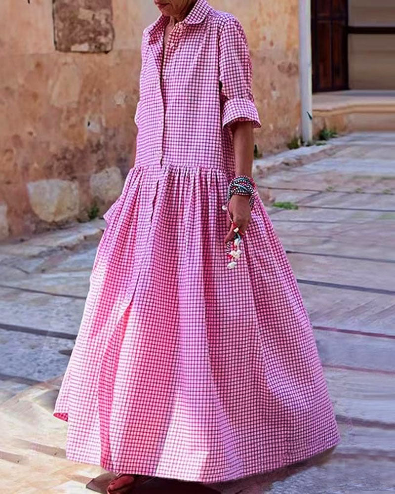 Jeanene Gingham Dress Pink