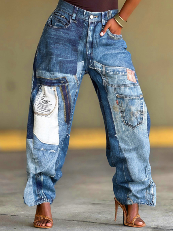 Jeans mit Patch-Print