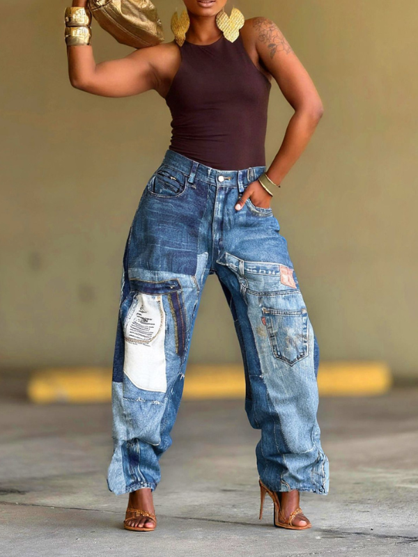 Jeans mit Patch-Print