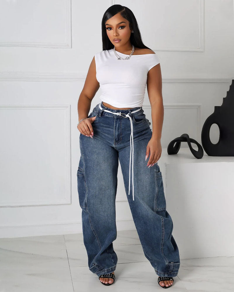 Jean baggy taille haute Kanagawa