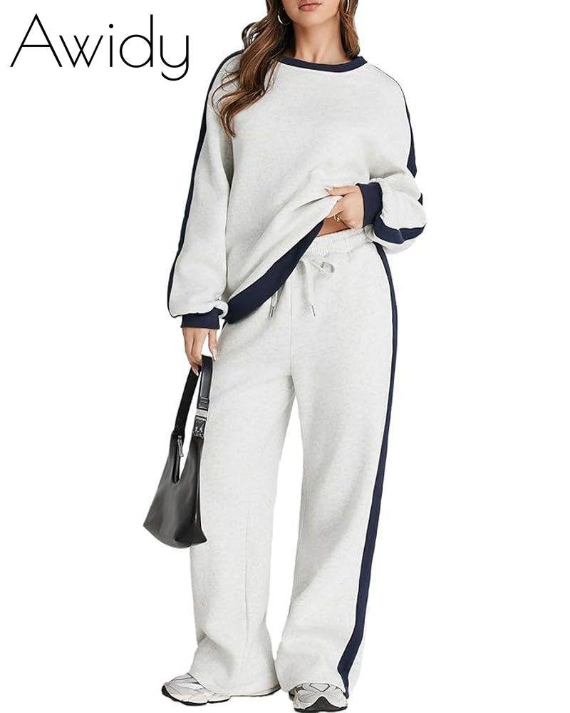 Keep Your Cool Sweatsuit Set Light Grey Navy Blue