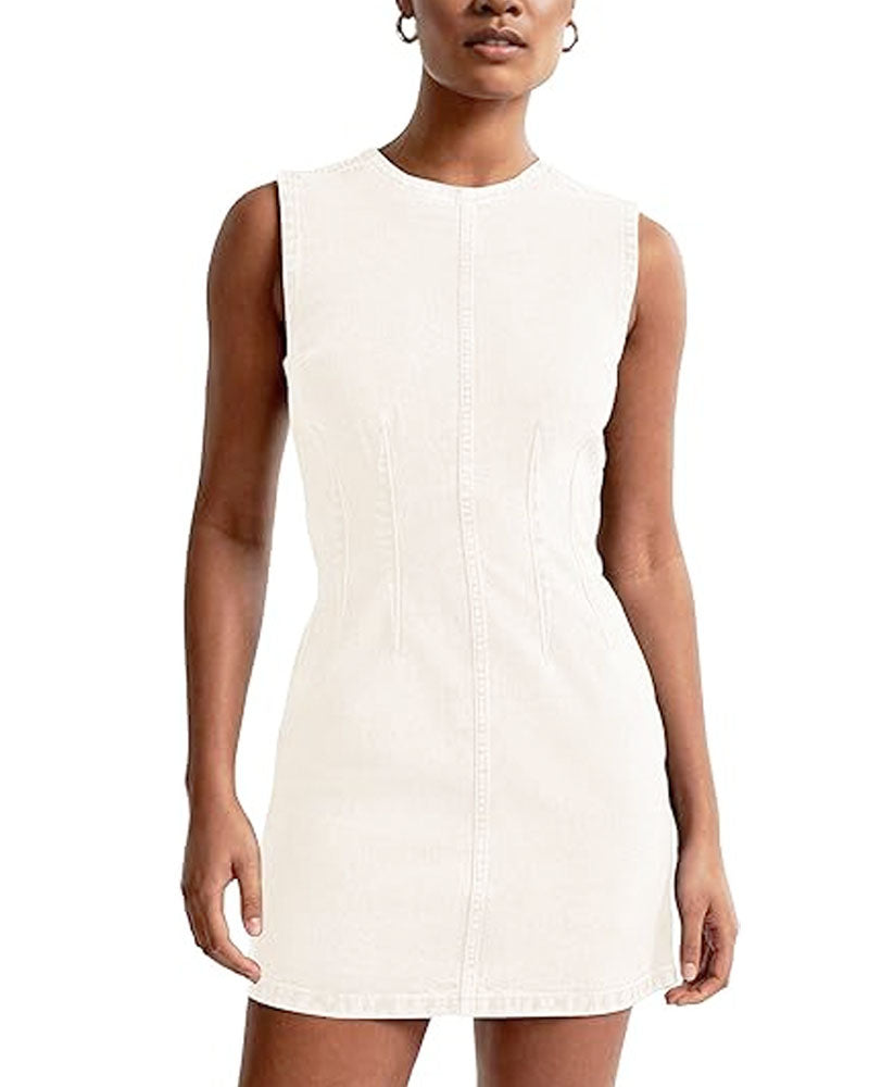 Kendi denim mini dress White