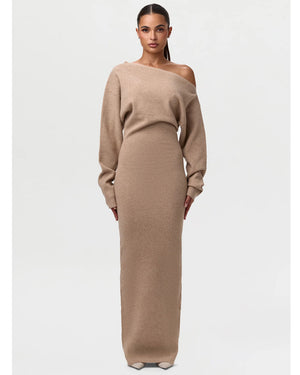 Knit Off-Shoulder Maxi Dress