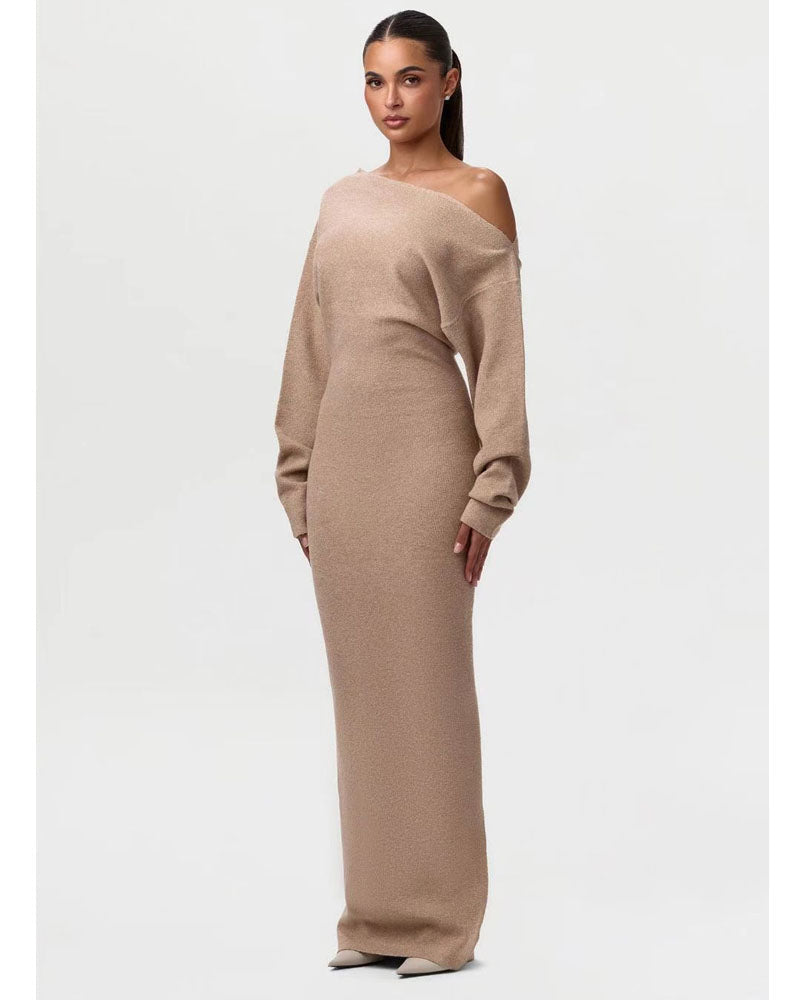 Knit Off-Shoulder Maxi Dress