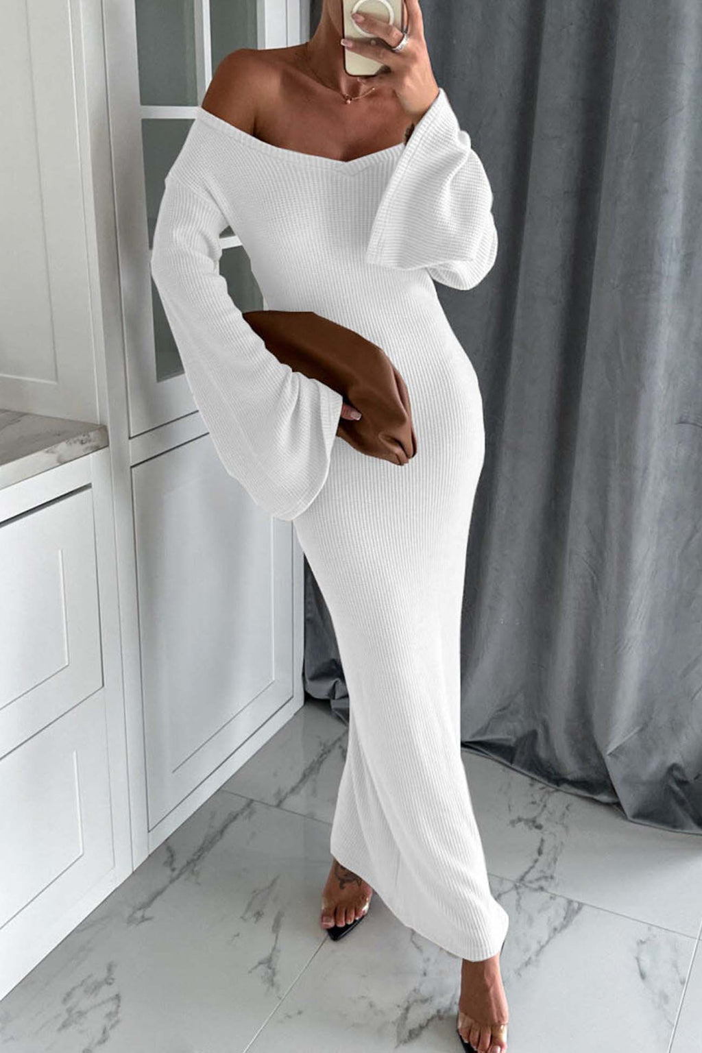 Knitted Bell Sleeve Mermaid Dress