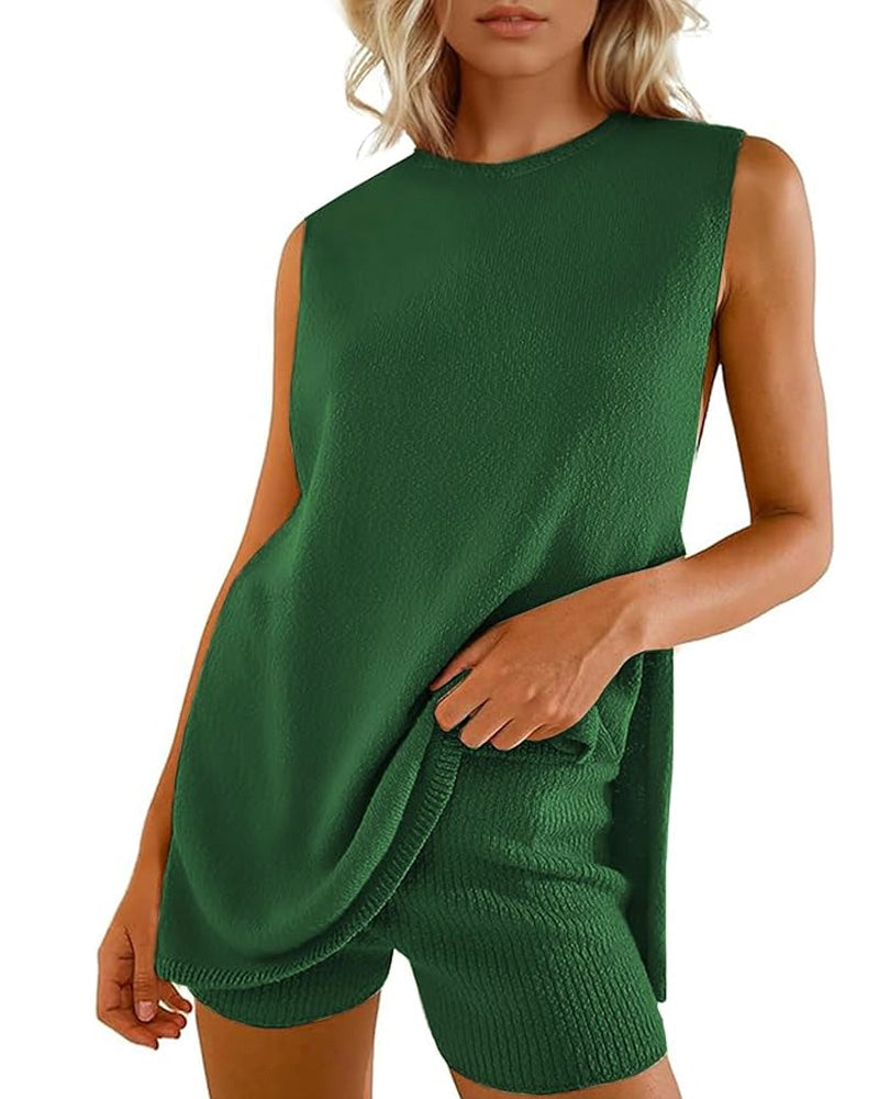 Knitted Honey Short Set Green
