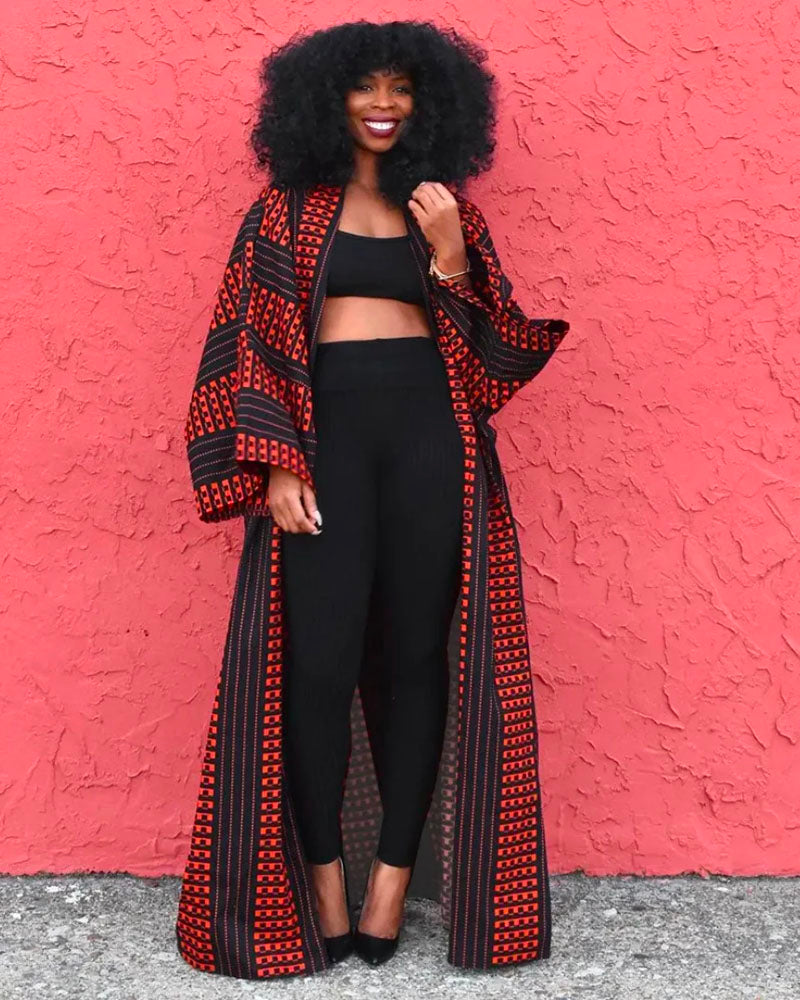 Lapel Cardigan Red