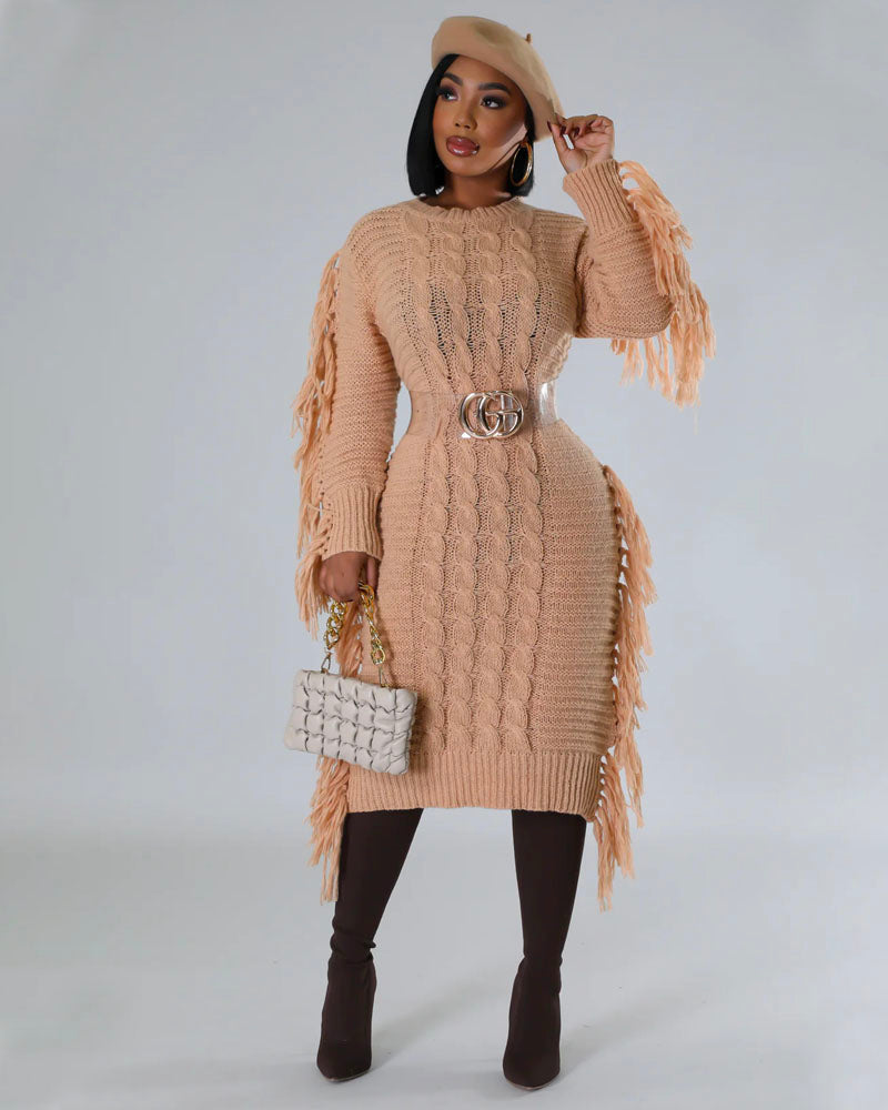 Lisa Sweater Midi Dress Brown2