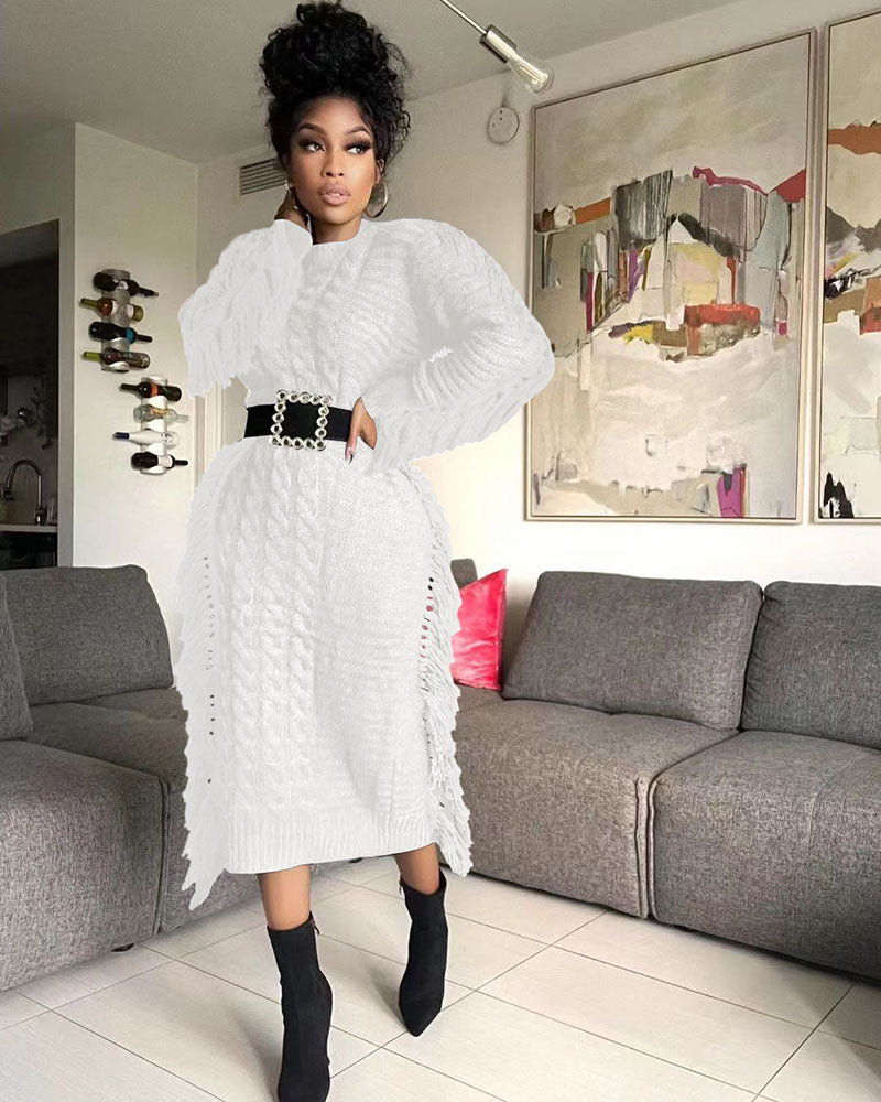 Lisa Sweater Midi Dress White