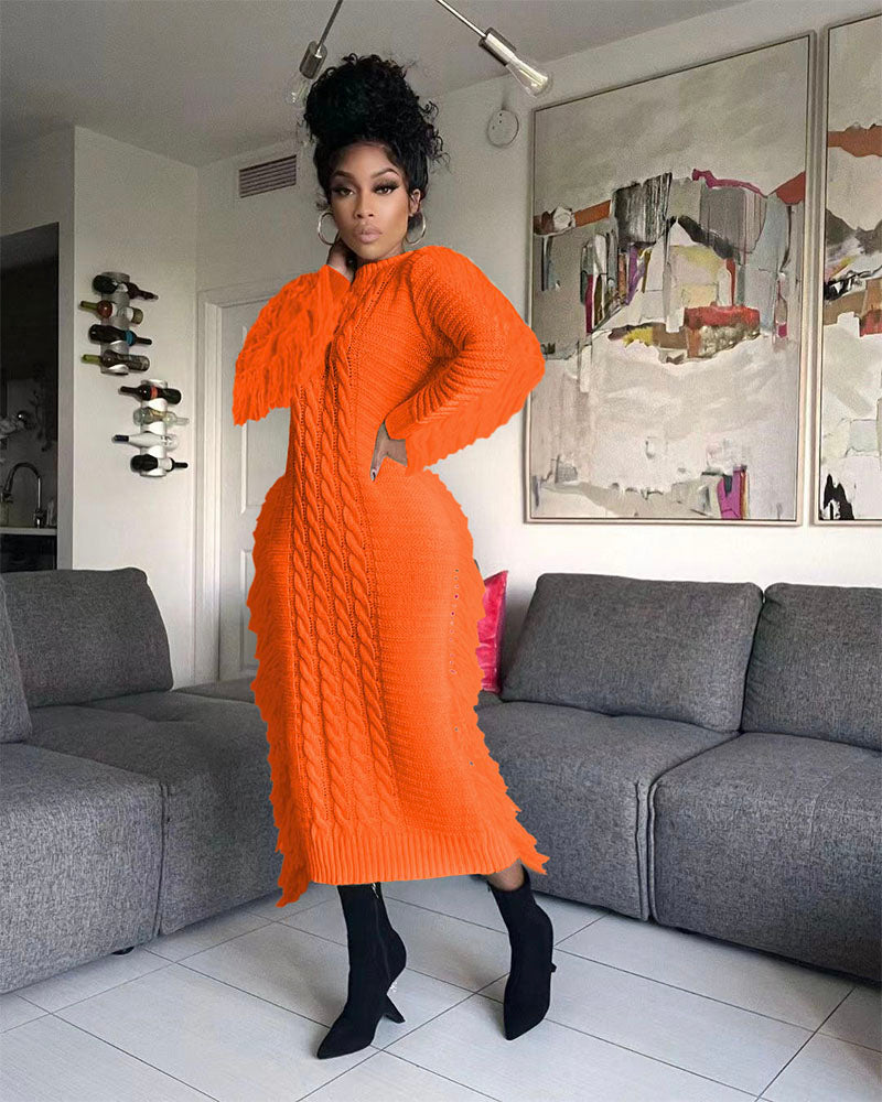 Lisa Sweater Midi Dress Orange
