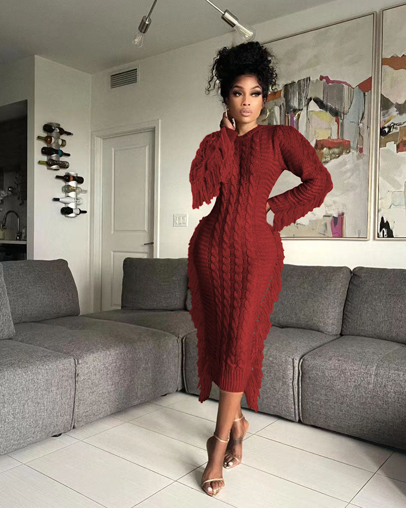 Lisa Sweater Midi Dress Burgundy