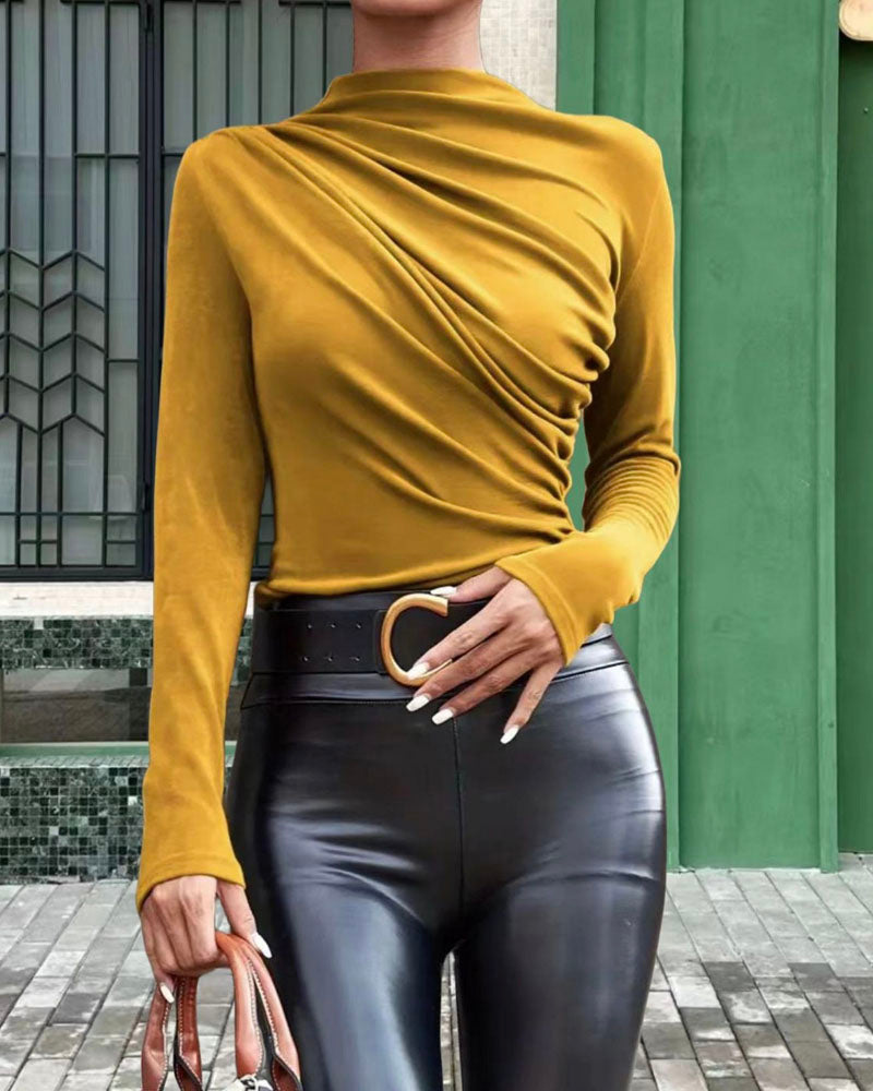 Long Sleeve Ruched Top Ginger