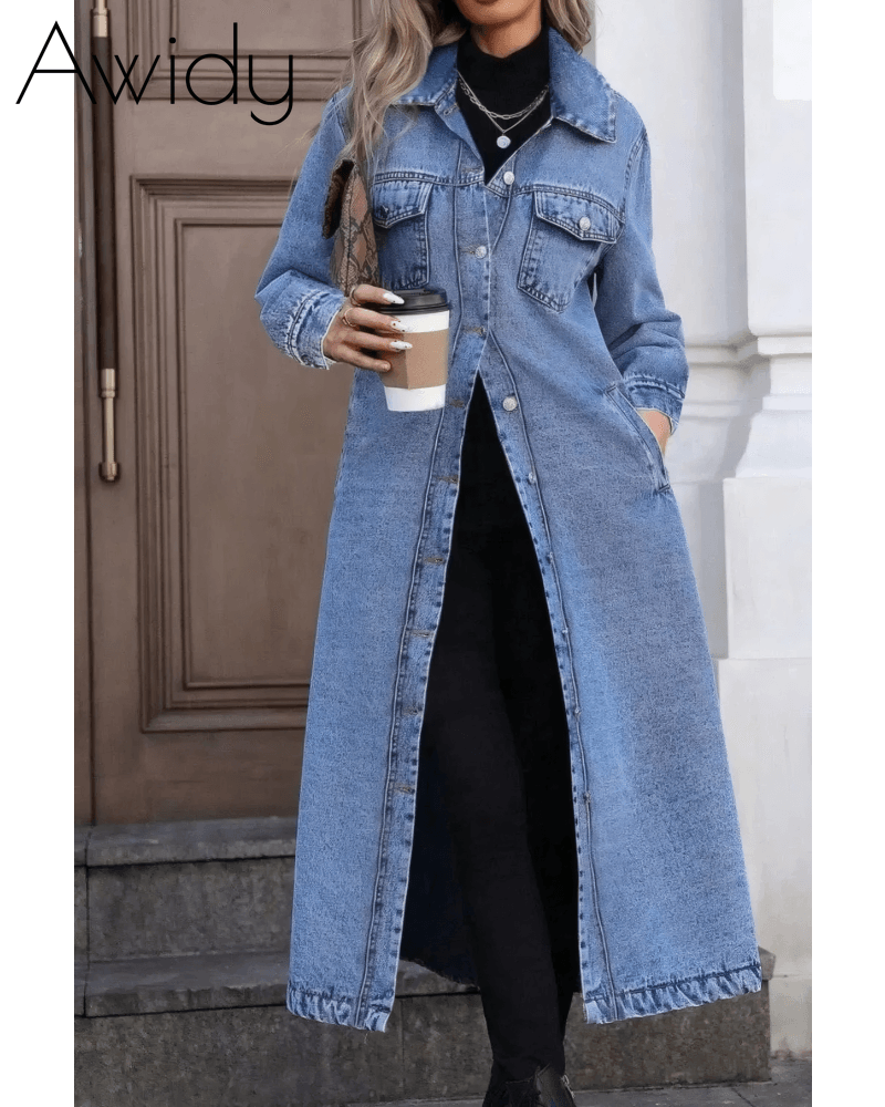 Follow My Lead Denim Trench
