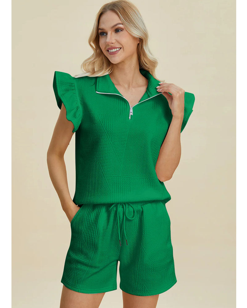 Luxe Vibes Ruffle Short Set
