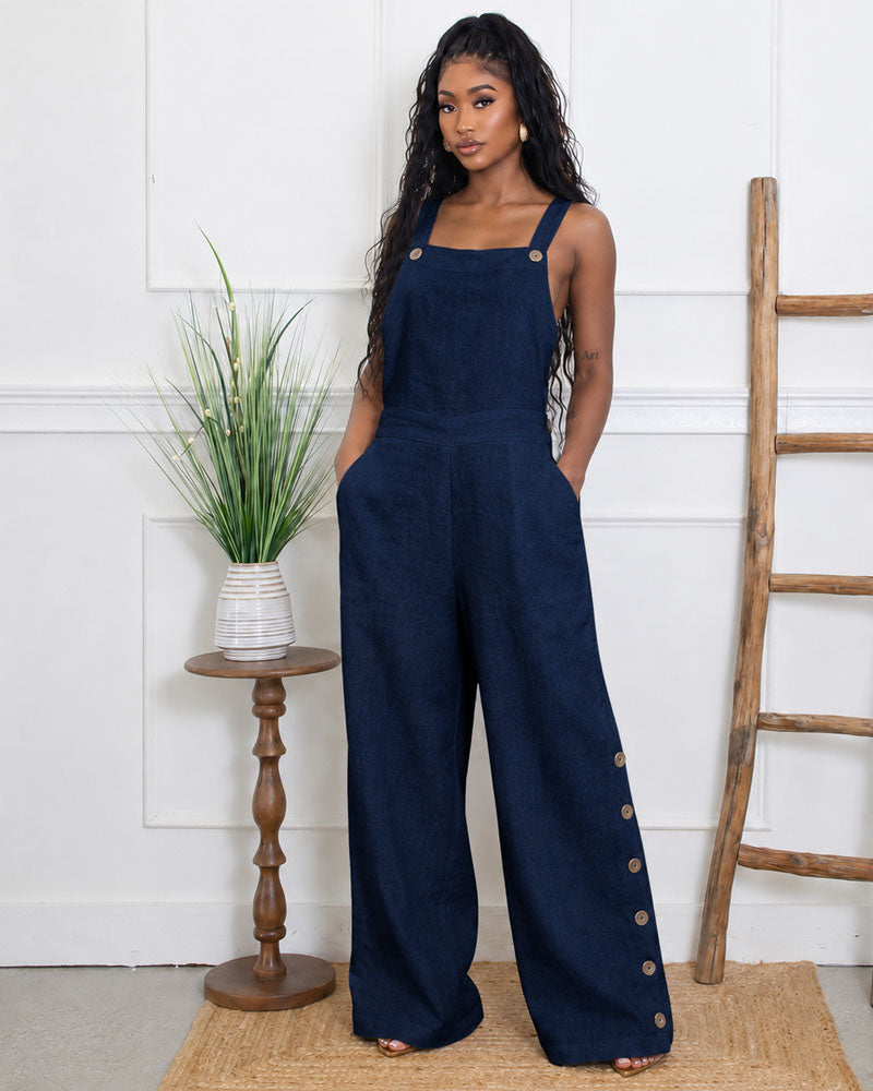 Marlow Button Wide-Leg Overall