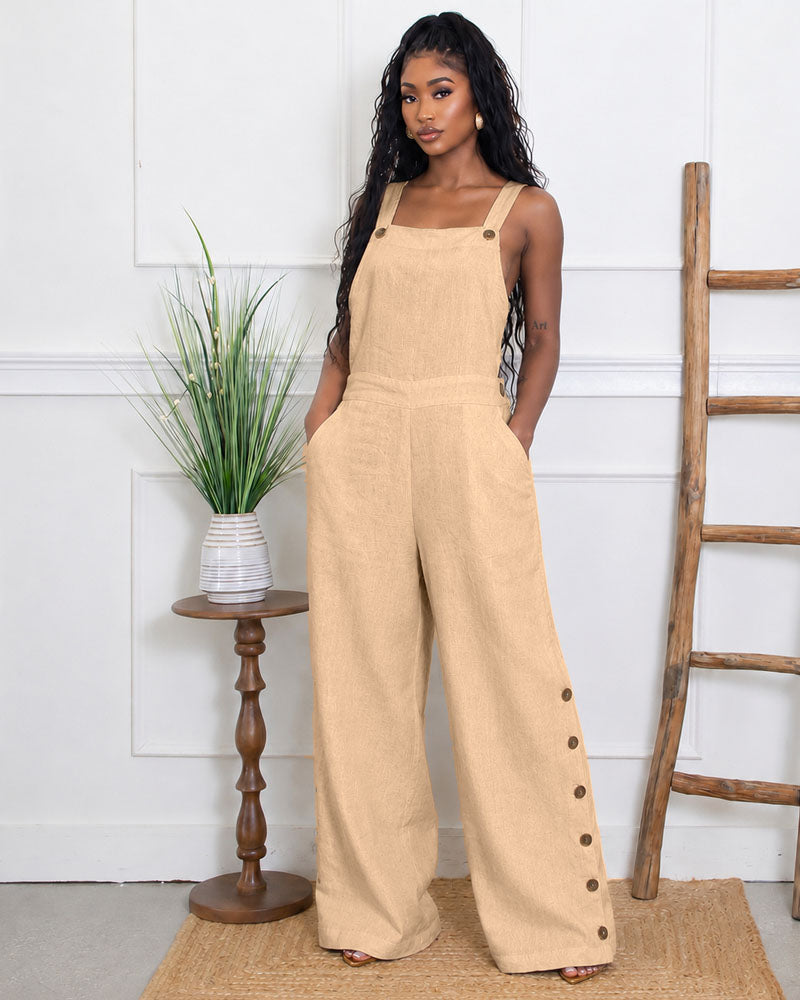 Marlow Button Wide-Leg Overall
