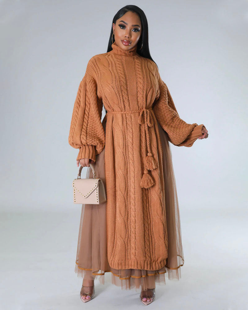Tulle Me A Secret Skirt Set Camel