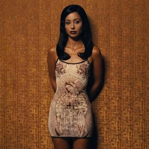Virgin Mary Graphic Mini Dress