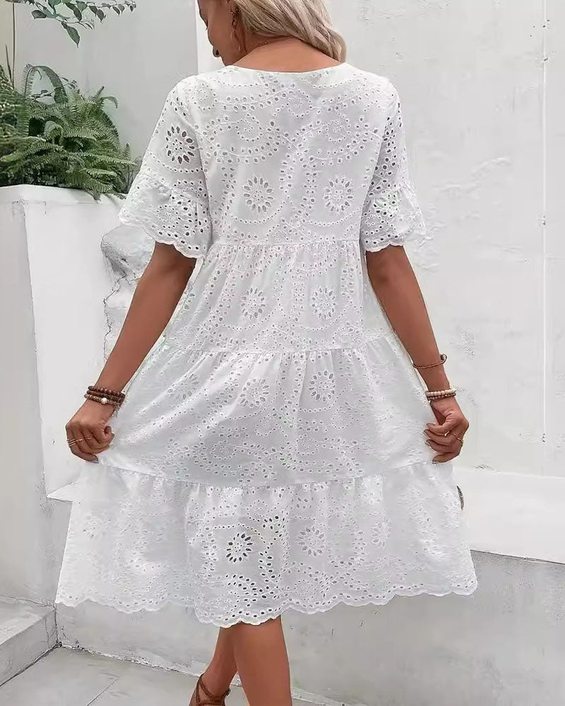 Robe à volants brodée Mori Girl