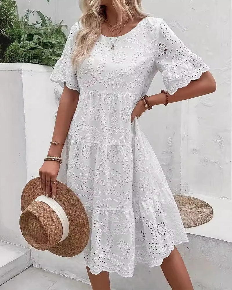 Robe à volants brodée Mori Girl