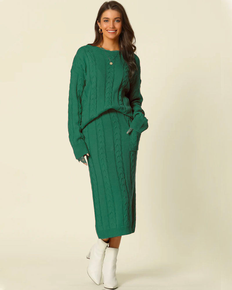 Never Too Extra Skirt Set Green