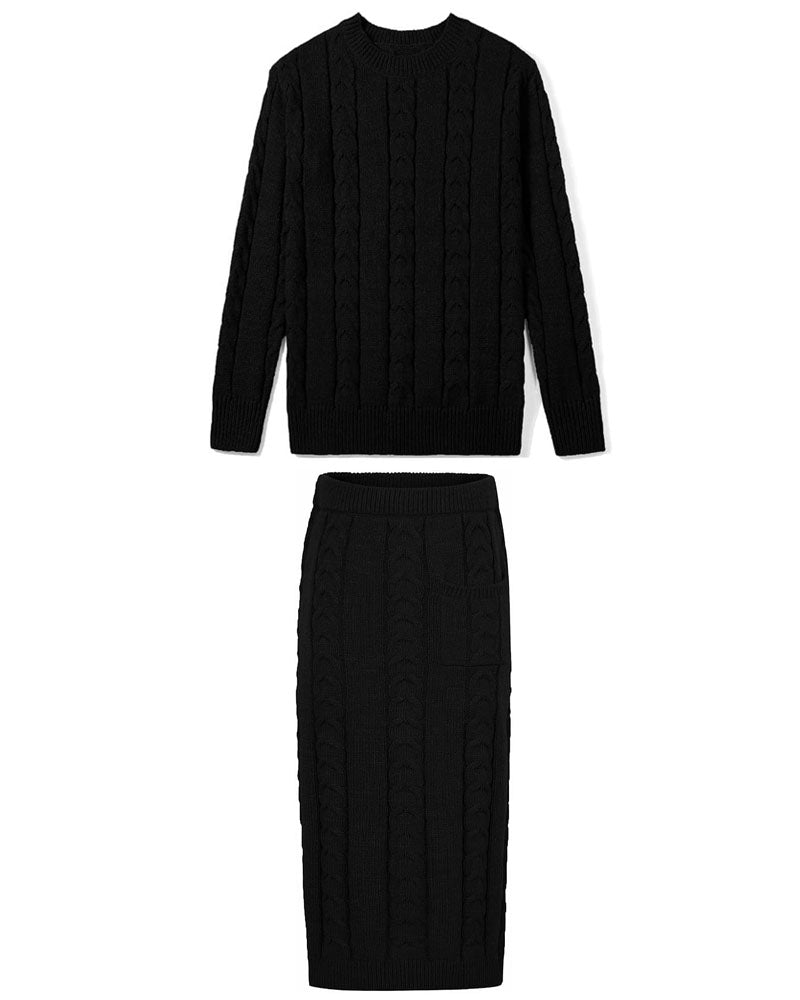 Never Too Extra Skirt Set Black