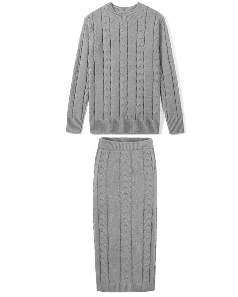 Never Too Extra Skirt Set Grey