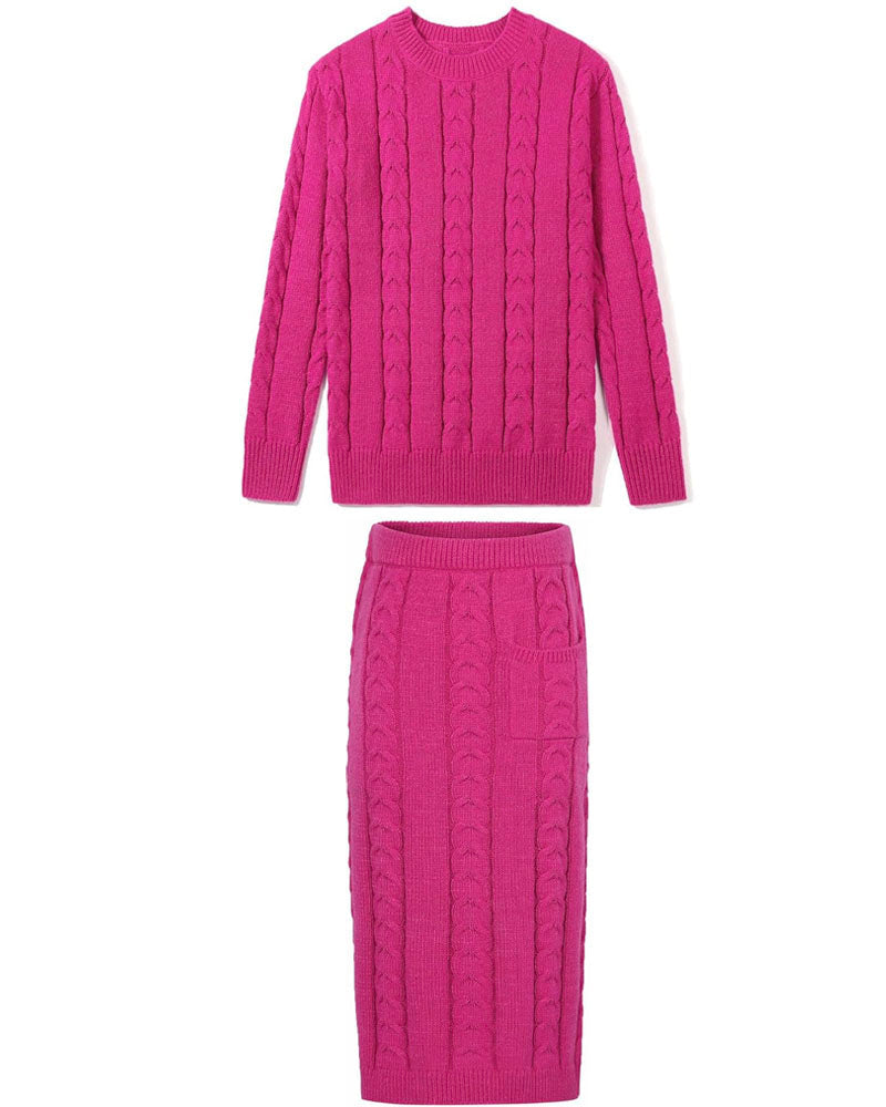 Never Too Extra Skirt Set Hot Pink