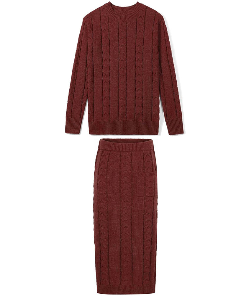 Never Too Extra Skirt Set Burgundy