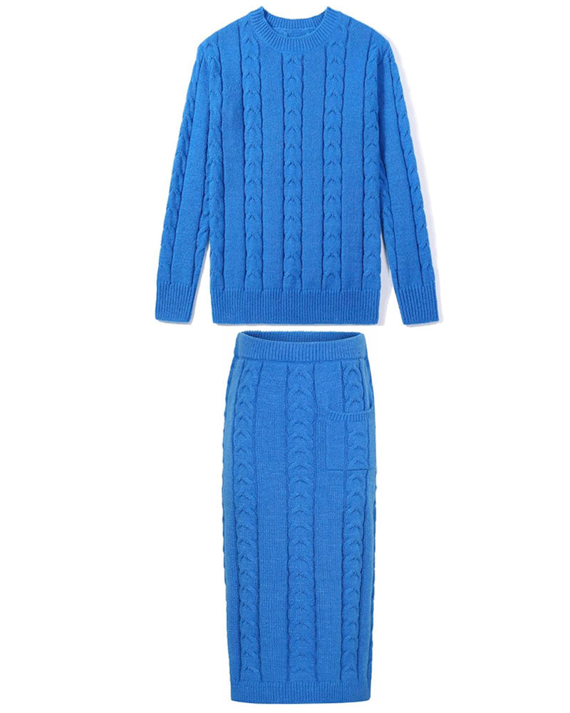 Never Too Extra Skirt Set Blue