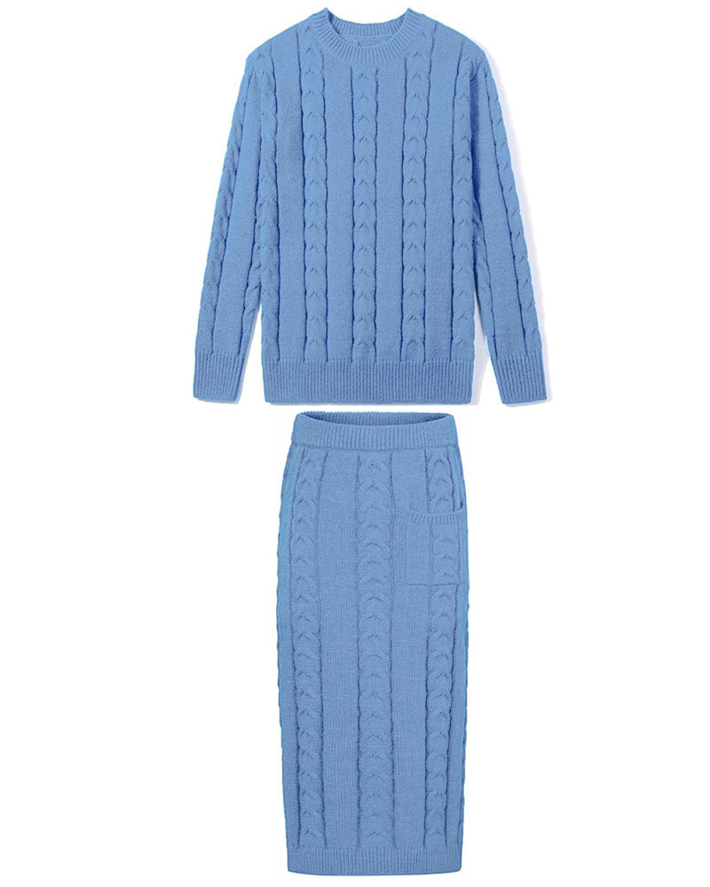Never Too Extra Skirt Set Light Blue
