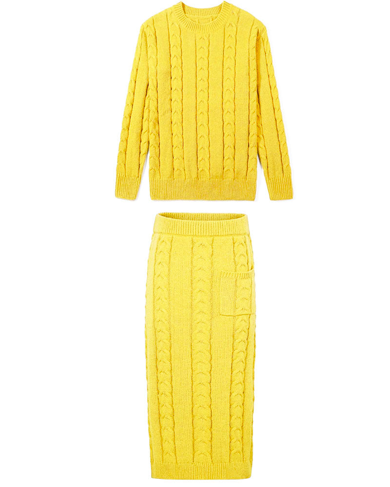 Never Too Extra Skirt Set Yellow