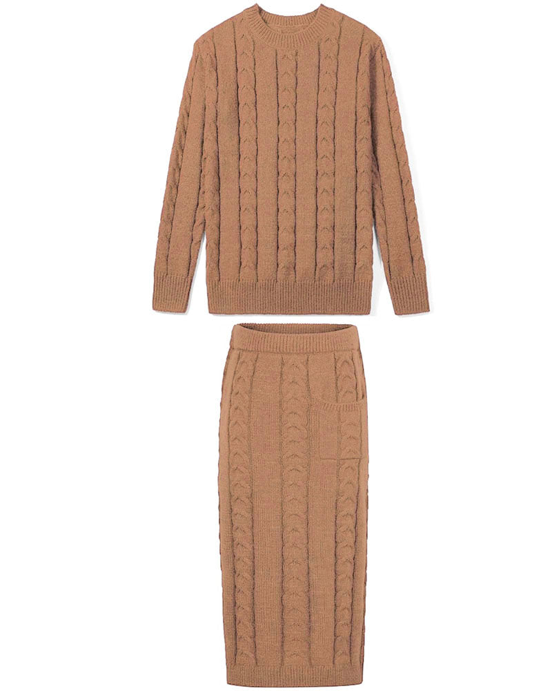 Never Too Extra Skirt Set Iconic Brown