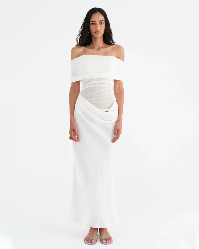Nico Off Shoulder Maxi Dress White