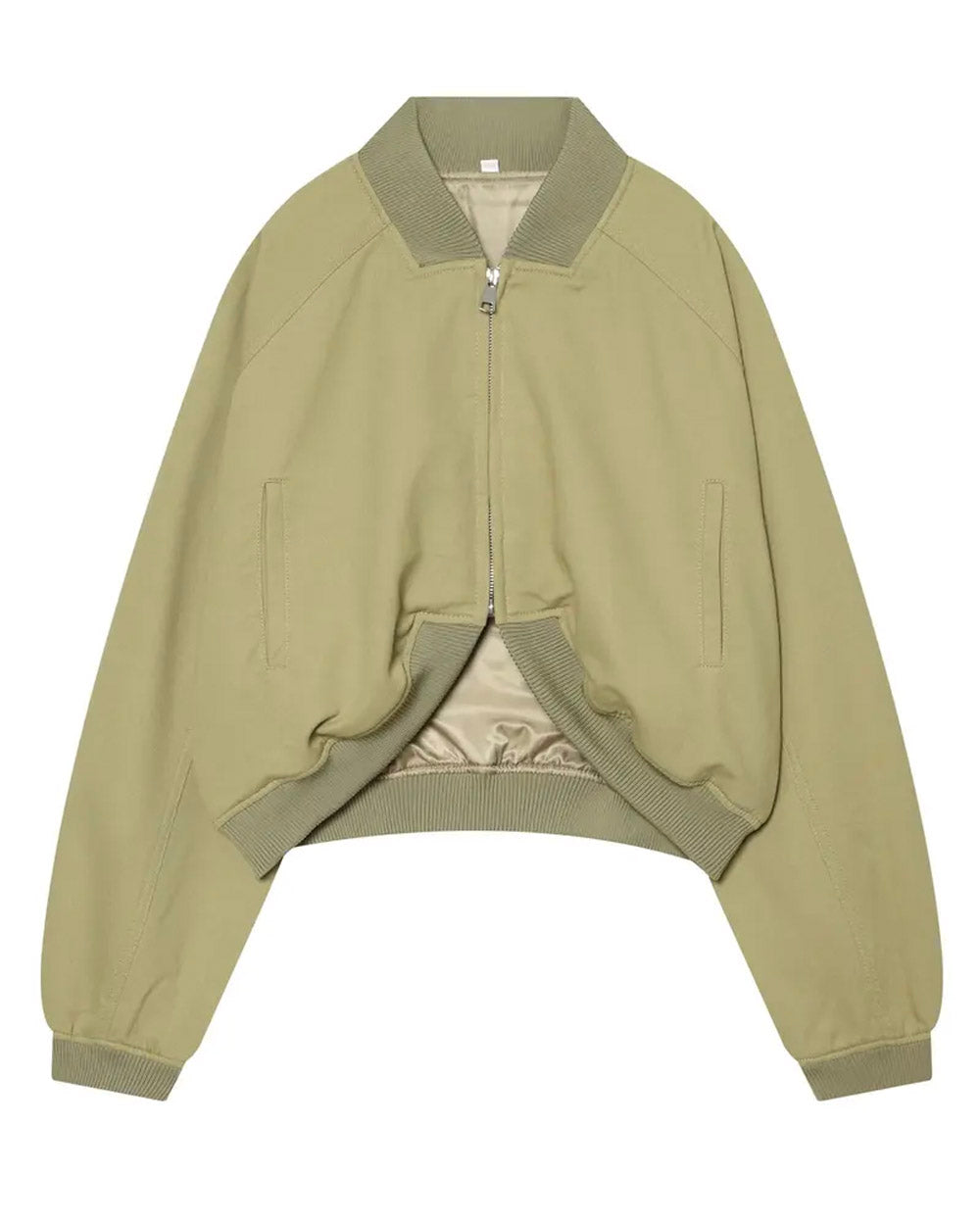 No Small Talk Cropped Bomber Jacket