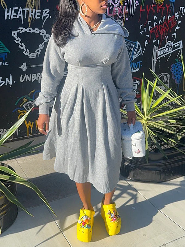 Solid Hoodie Dress
