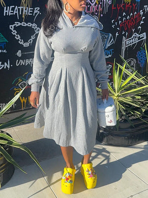 Solid Hoodie Dress