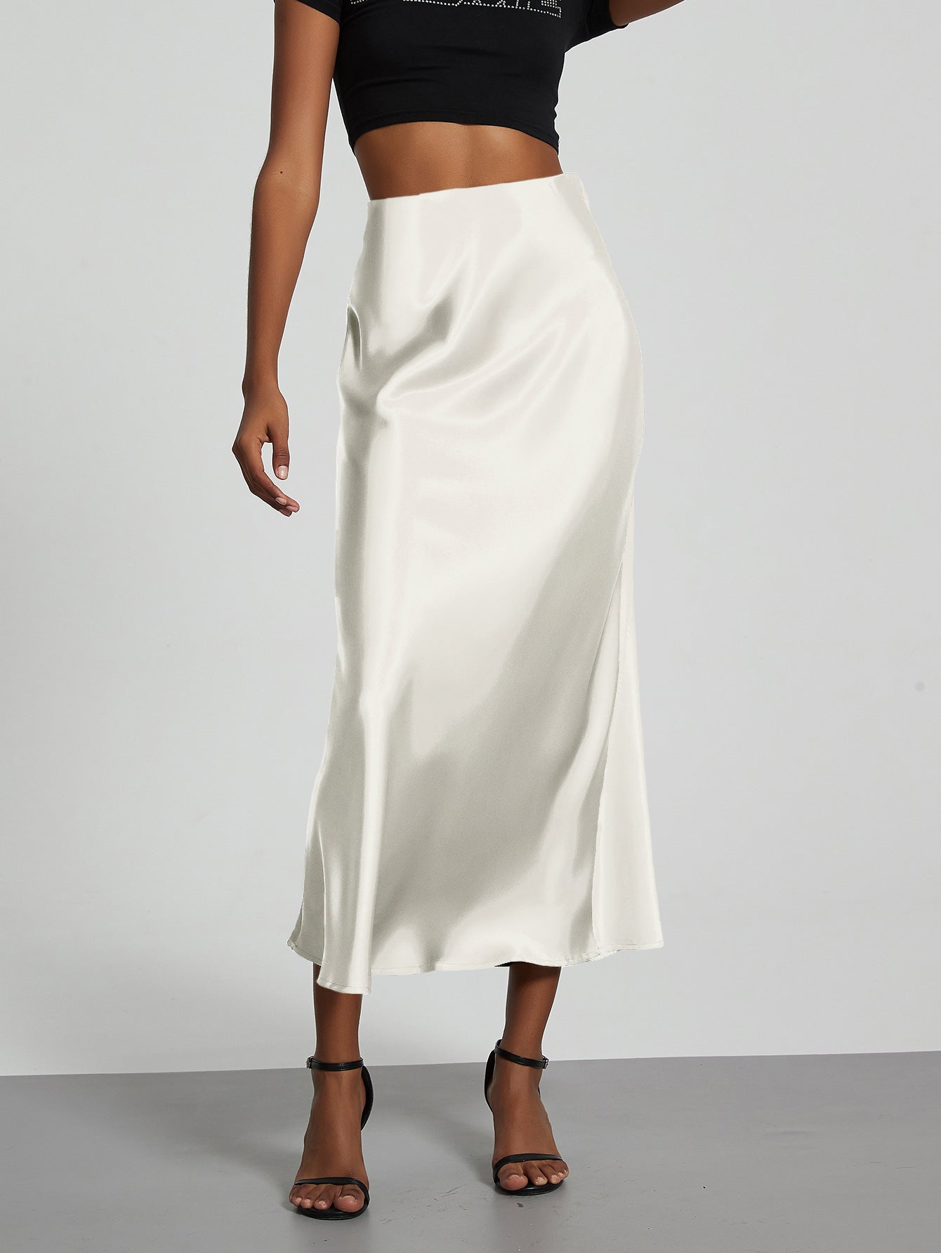 River Island satin skirt WHITE